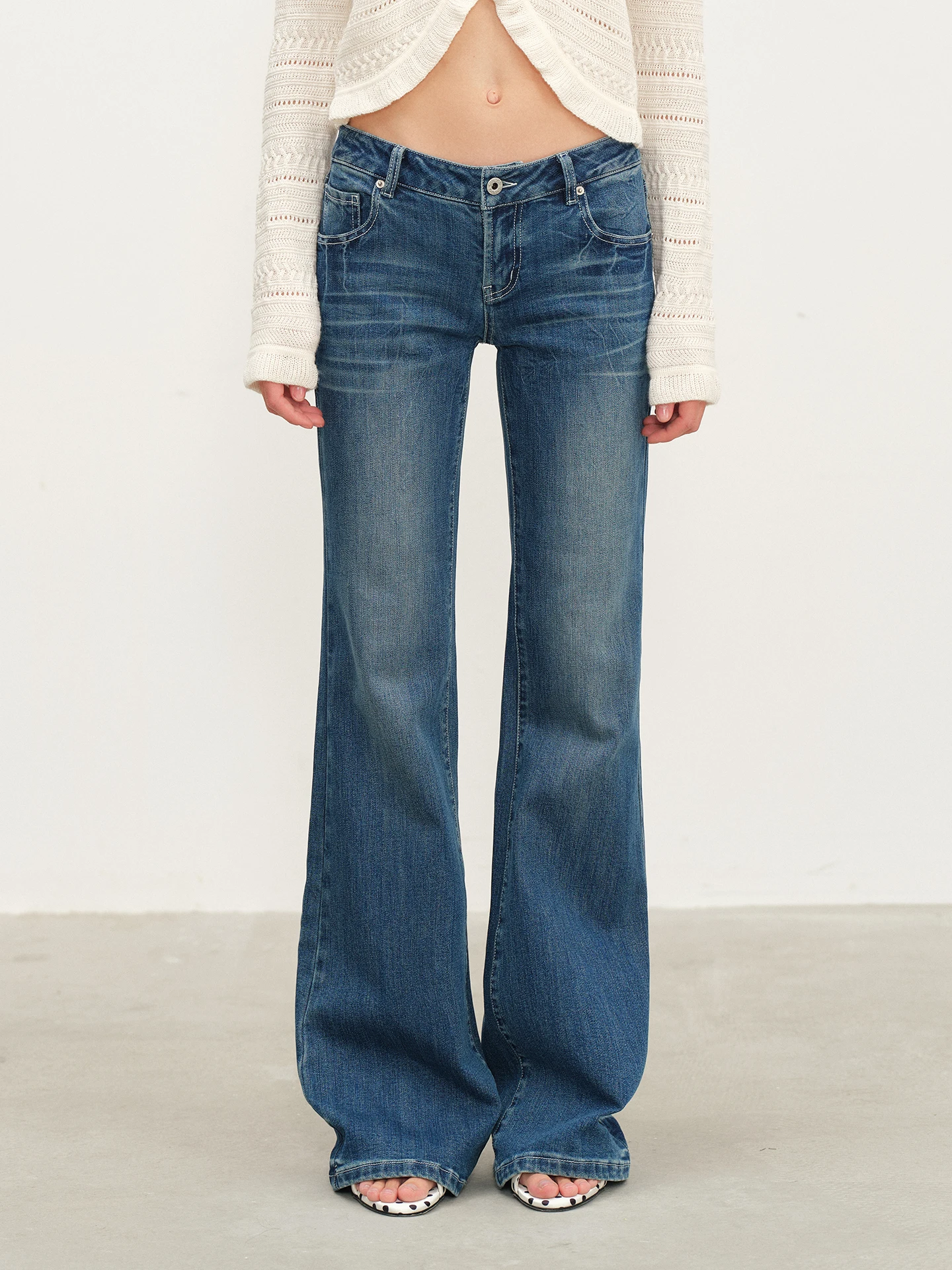 

Millennium Retro Low Waist Flared Denim Pants Casual Style Cotton Jeans Bell Bottoms Vintage Atmosphere Women's Long Trousers