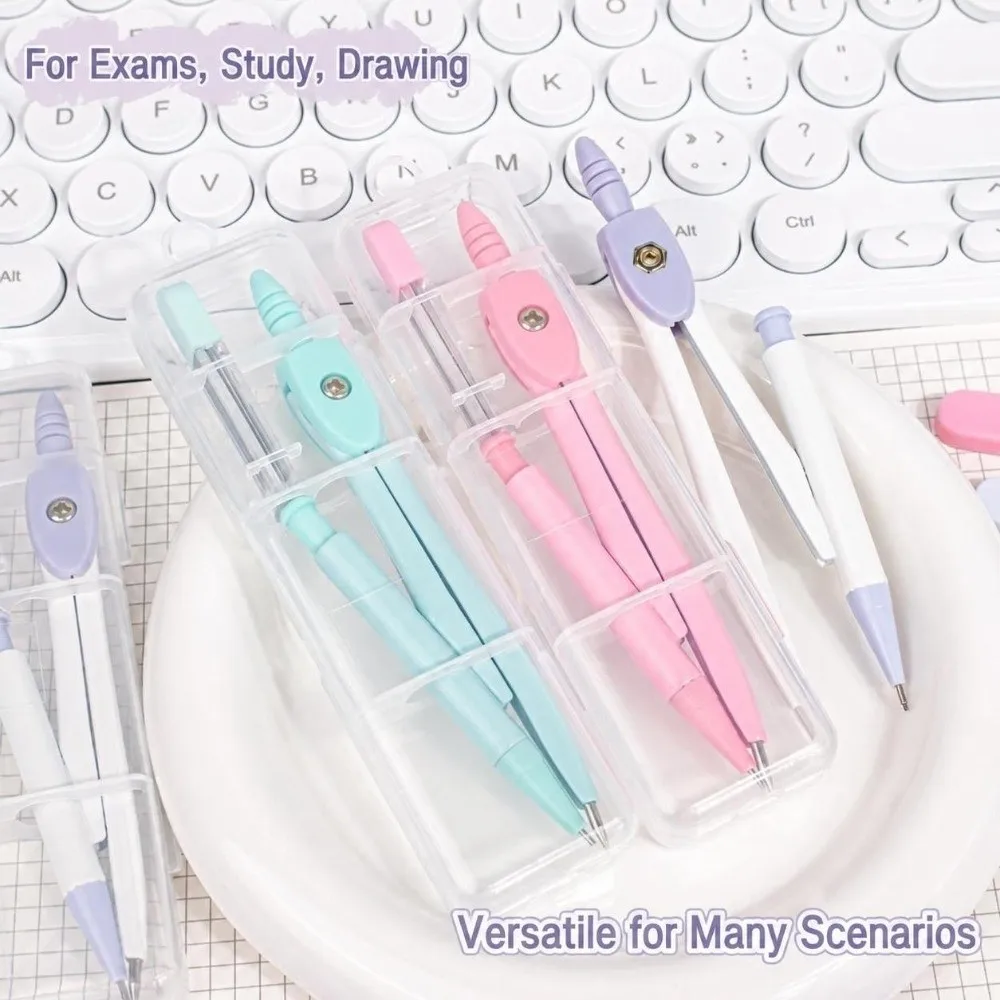 Portable Metal Drawing Compass Macaron Color Multifunctional Student Compass Set Geometry Tool Geometry Compass Tool Students