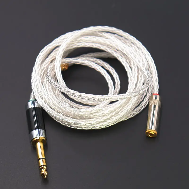 6.5mm to 3.5mm Female Extension Wire, High Temperature Grade Ultra Soft 7N Single Crystal Copper Plated Silver Wire