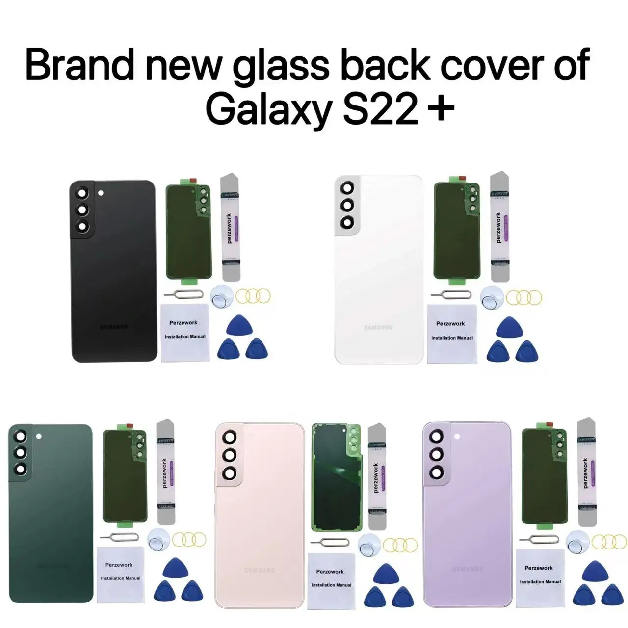 

Ceramic Back Cover for Samsung Galaxy S22+Plus, Glossy Anti-Scratch Rear Housing with Tool