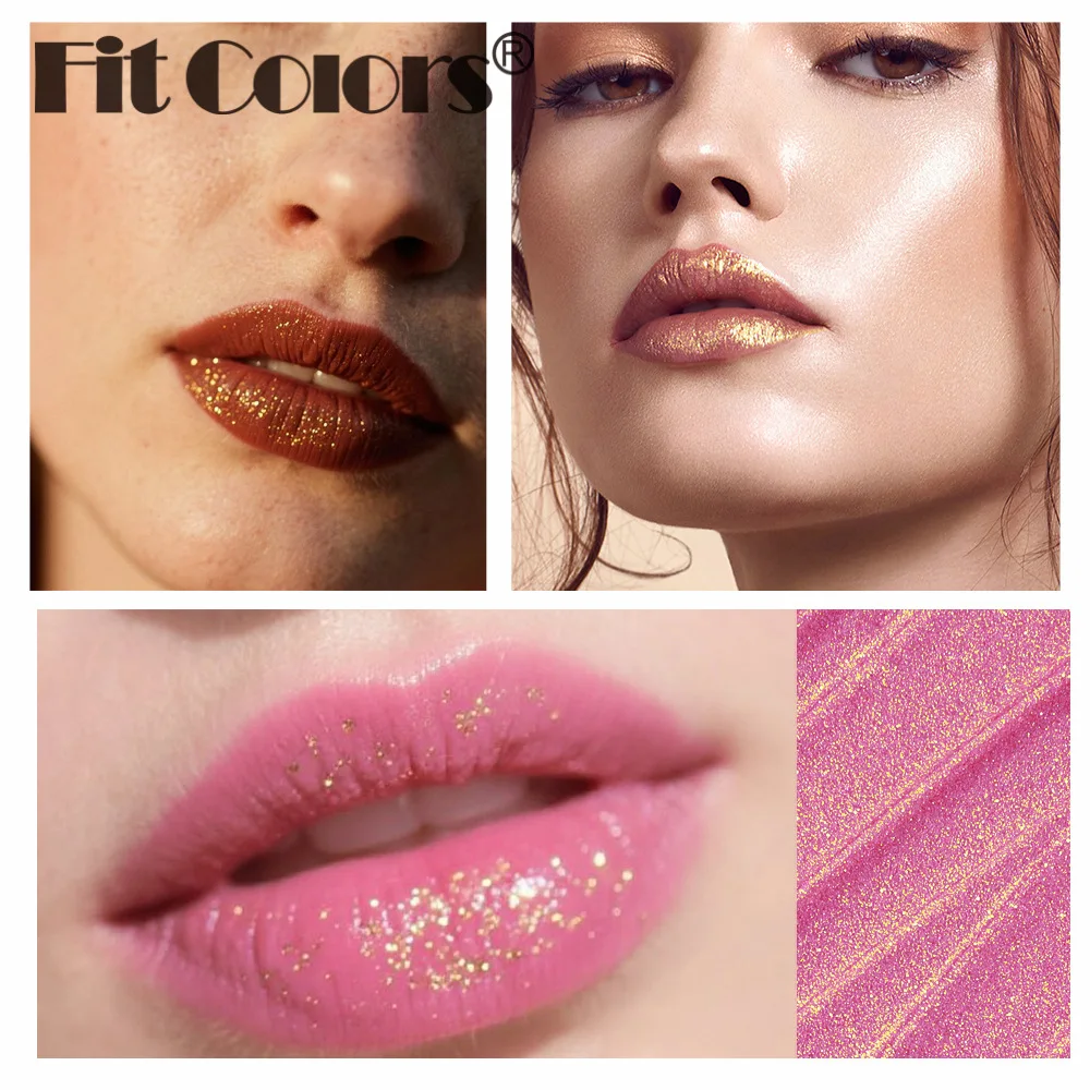 أحمر داكن بني معدني أحمر شفاه لامع بريق أحمر الشفاه القلم الذهب لامعة غير عصا كوب مقاوم للماء لؤلؤة الماس الشفاه تينت المكياج #4