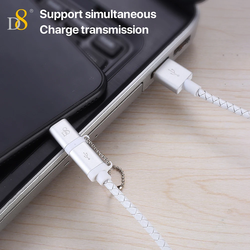 D8 USB Fast Charging Cable Leather + Bead MFi certified iPhone charging cable for iPhone 14 13 12Pro Max/Xs/ XsMax/XR/8Plus etc