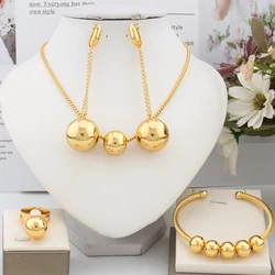 Jewelry Fashion New Drop Earrings Classic Bangle Ring Dubai Necklace Beads Jewelry Set for Women Party Daily Wear Wedding Gift