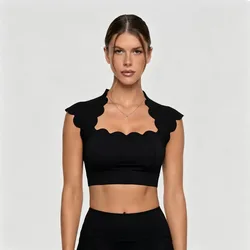 FUBEIKE Seamless Women Gym Top Small Shoulder Slim Fit Square Neck Sports Yoga Top Beauty Back Running Workout Yoga Bra