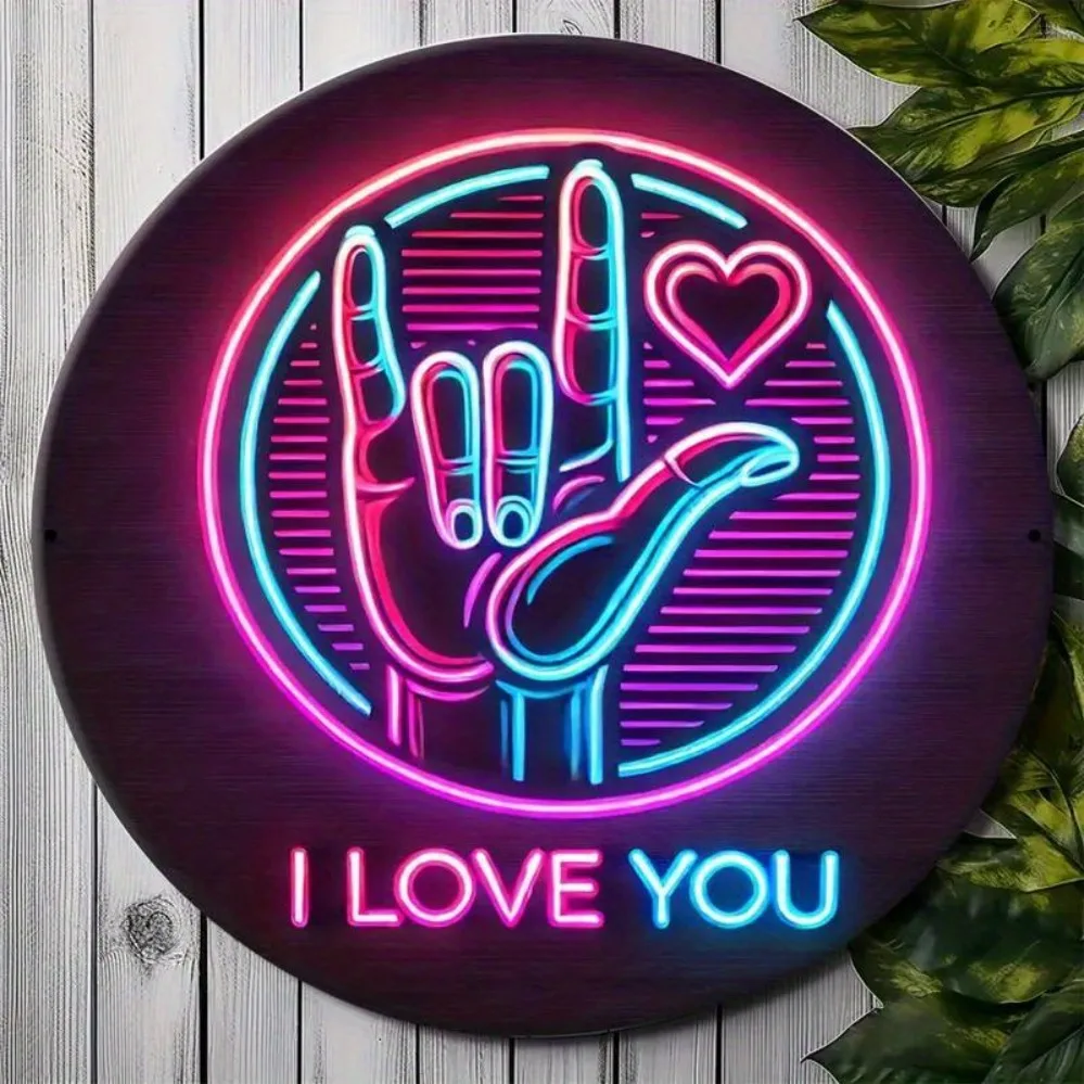 CIFBUY Retro Neon Sign Language Sign Aluminum Wall Art Waterproof Fade Resistant Durable Metal Decor for Home Office Bedroom