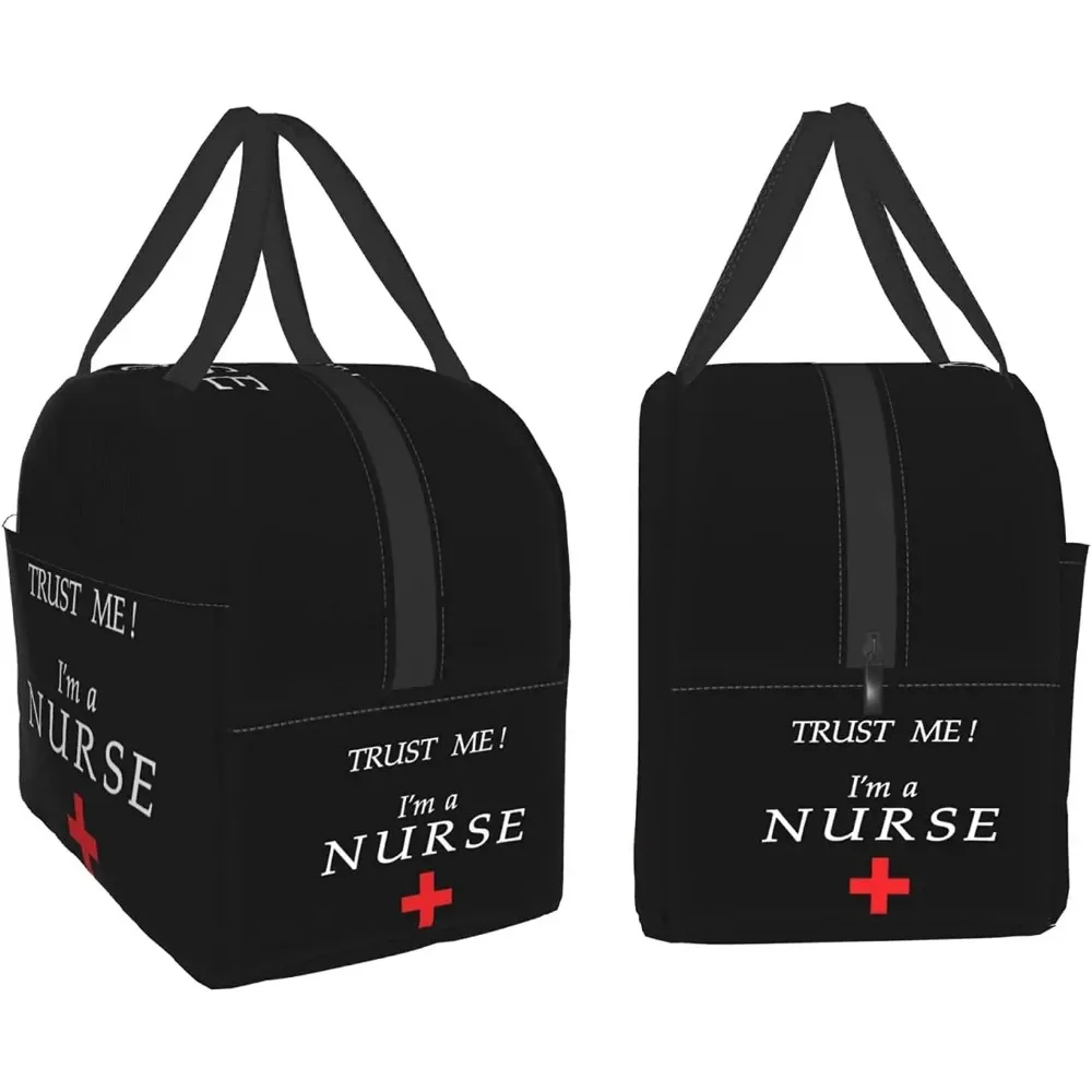 Trust Me I\'M A Nurse Black Insulated Lunch Bag for Women Men Reusable Lunch Box Lunch Container Tote Bag for Office Work School