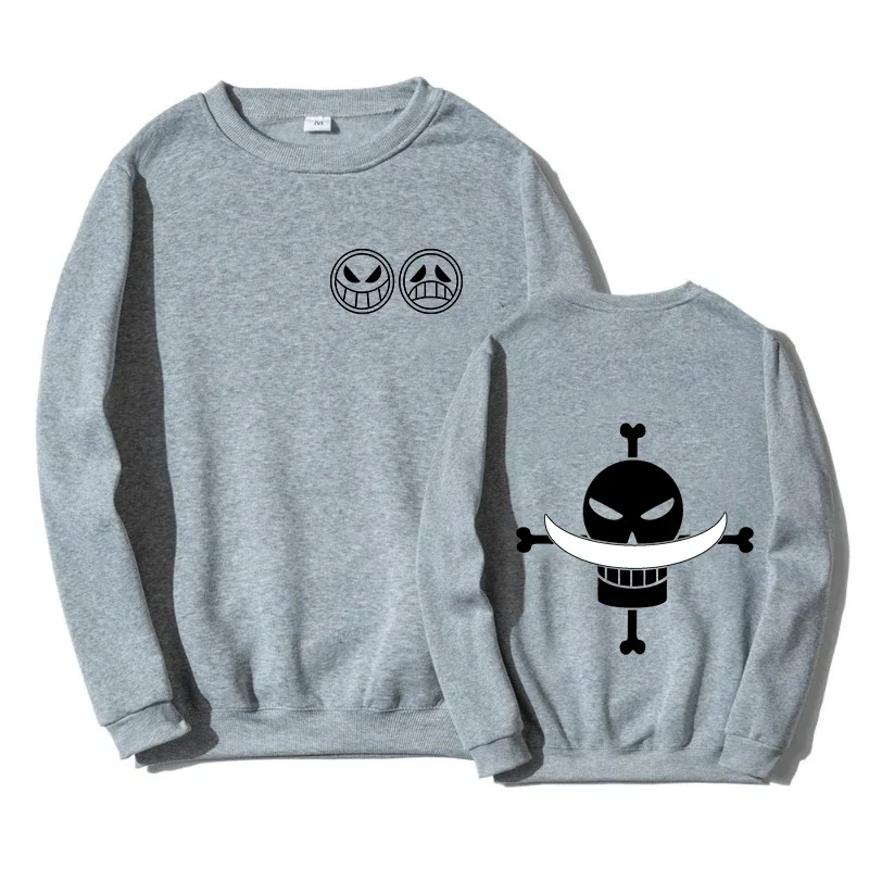 Autumn Men Anime Pirate Ace Edward Newgate Print Men\'s Pullover Casual Sweatshirts Unisex O-Neck Solid Hoodie Hip Hop Top