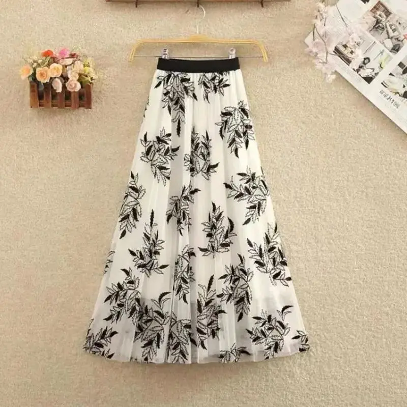 High Waist Streetwear Black Skirt Long Skirt Korean Fashion Harajuku Kawaii Y2k Midi Maxi Tull Skirt Autumn 2026 Vintage Elastic