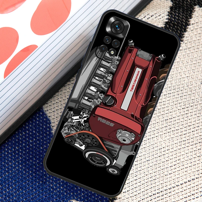 JDM Car RB26 Engine Case For Xiaomi Redmi Note 11 10 8 9 12 Pro Note 11S 10S 9S 8T Redmi 10 10C 12C 9C 9T Cover image 6