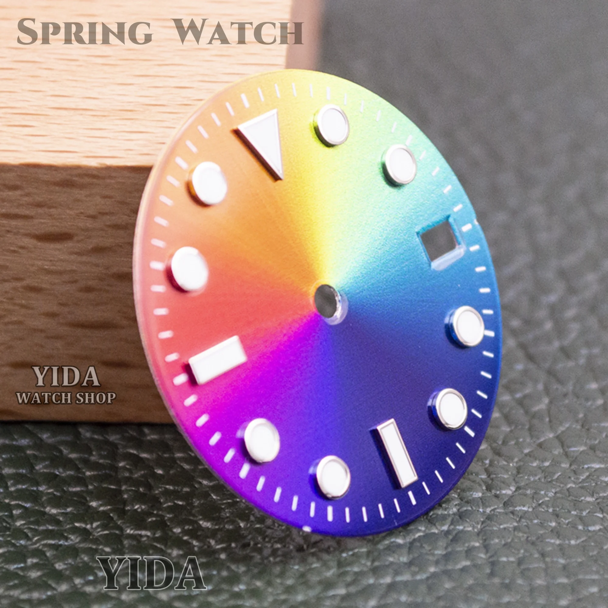 NH35 Watch Dial Green Luminous 28.5mm Face Gradient Color Watch Dial for NH35/36 movement Watch Parts Replacements Repair Tools