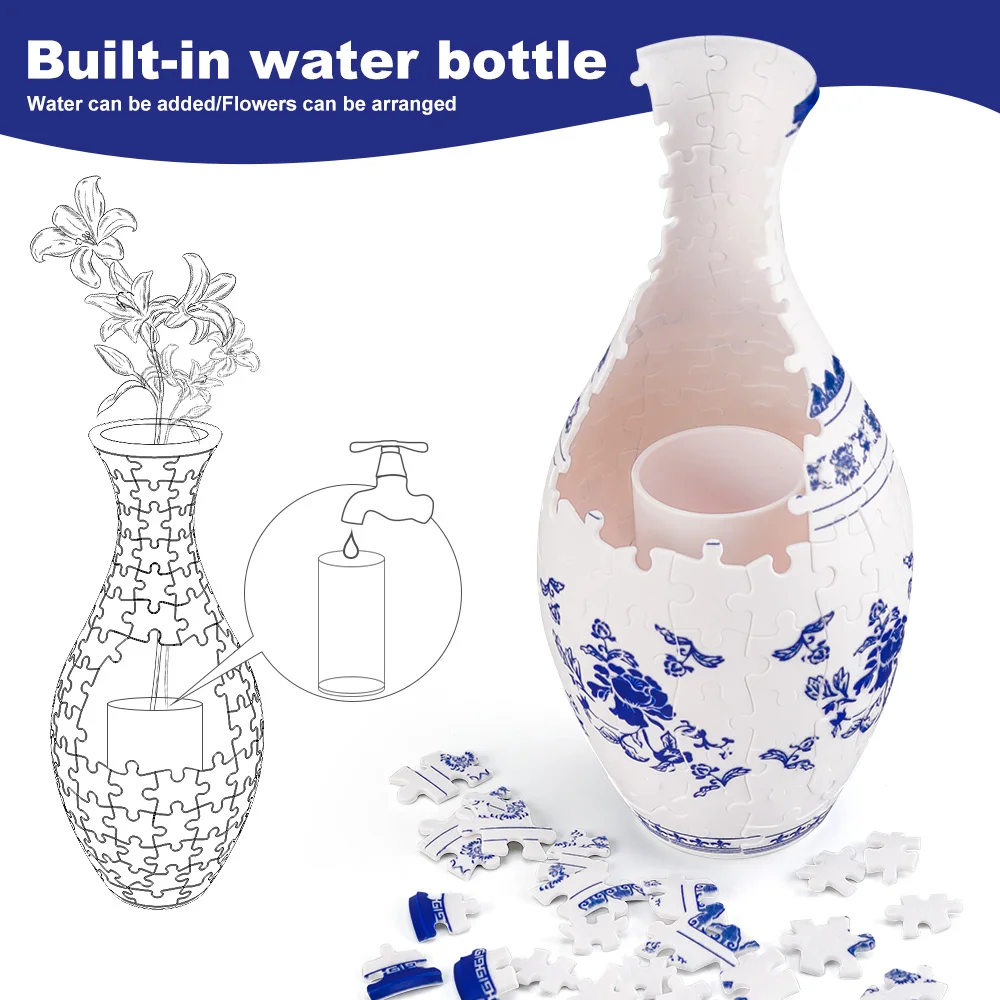 Blue and White Porcelain Design Made Plastic Home Decoration and Flower Arrangement Housewarming Kids Toys Gifts