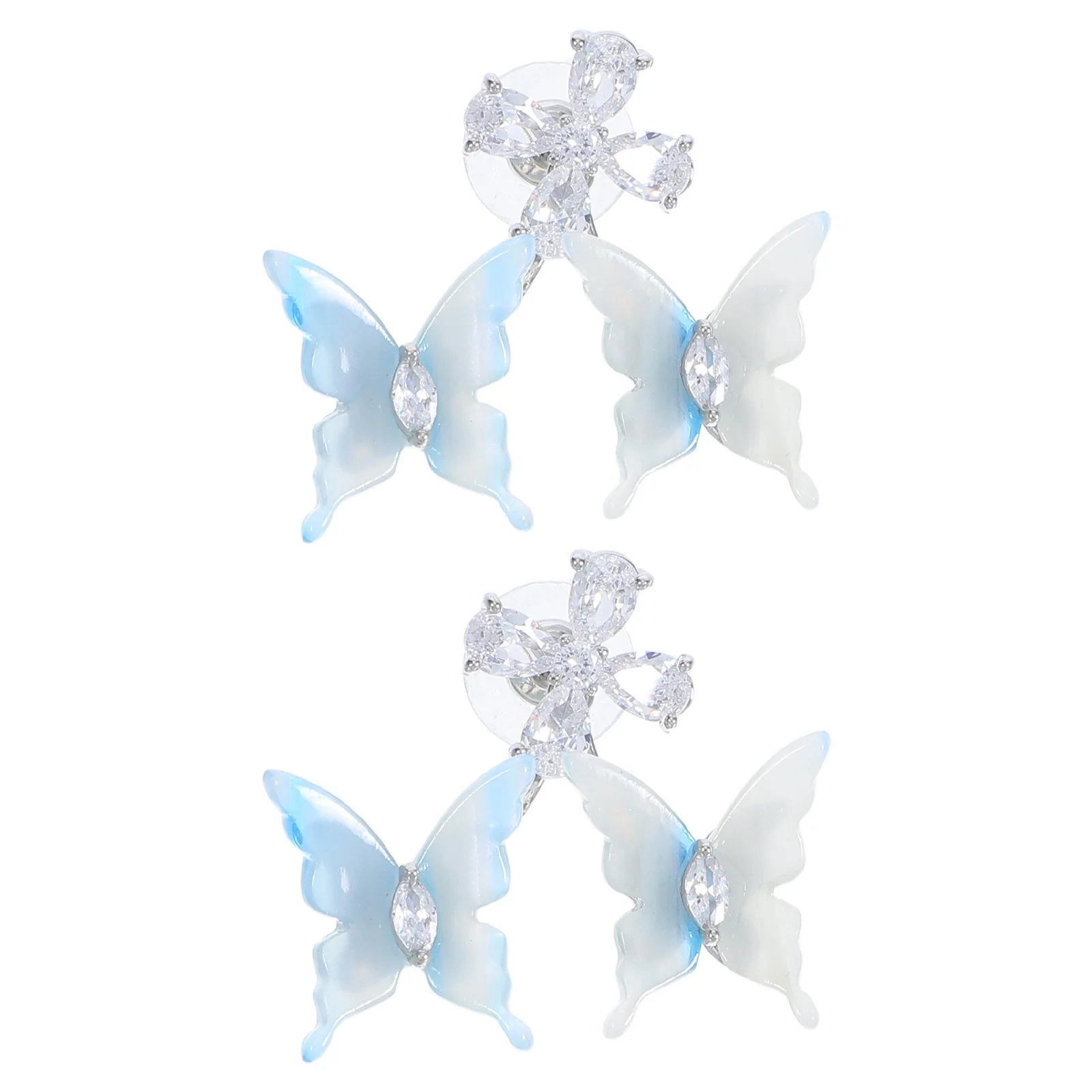 

1Pair Butterfly Flower Zircon Earrings Sparkling Studs Lightweight Jewelry Women Daily Casual Special Jewellery