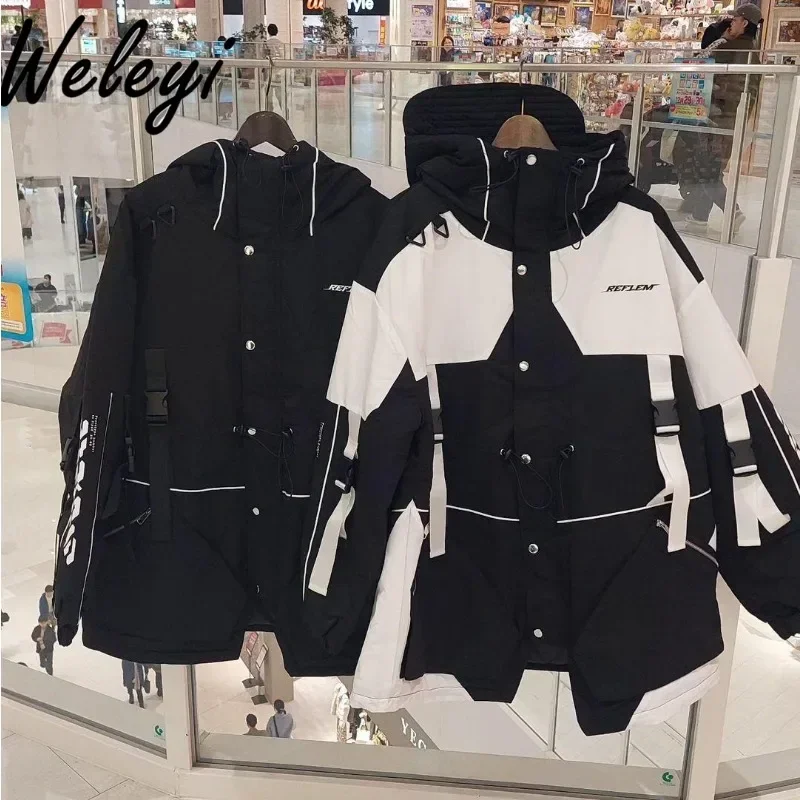 Chaquetas acolchadas de algodón de manga larga para mujer, abrigo holgado de estilo japonés, estilo Harajuku Mine, novedad de primavera 2024