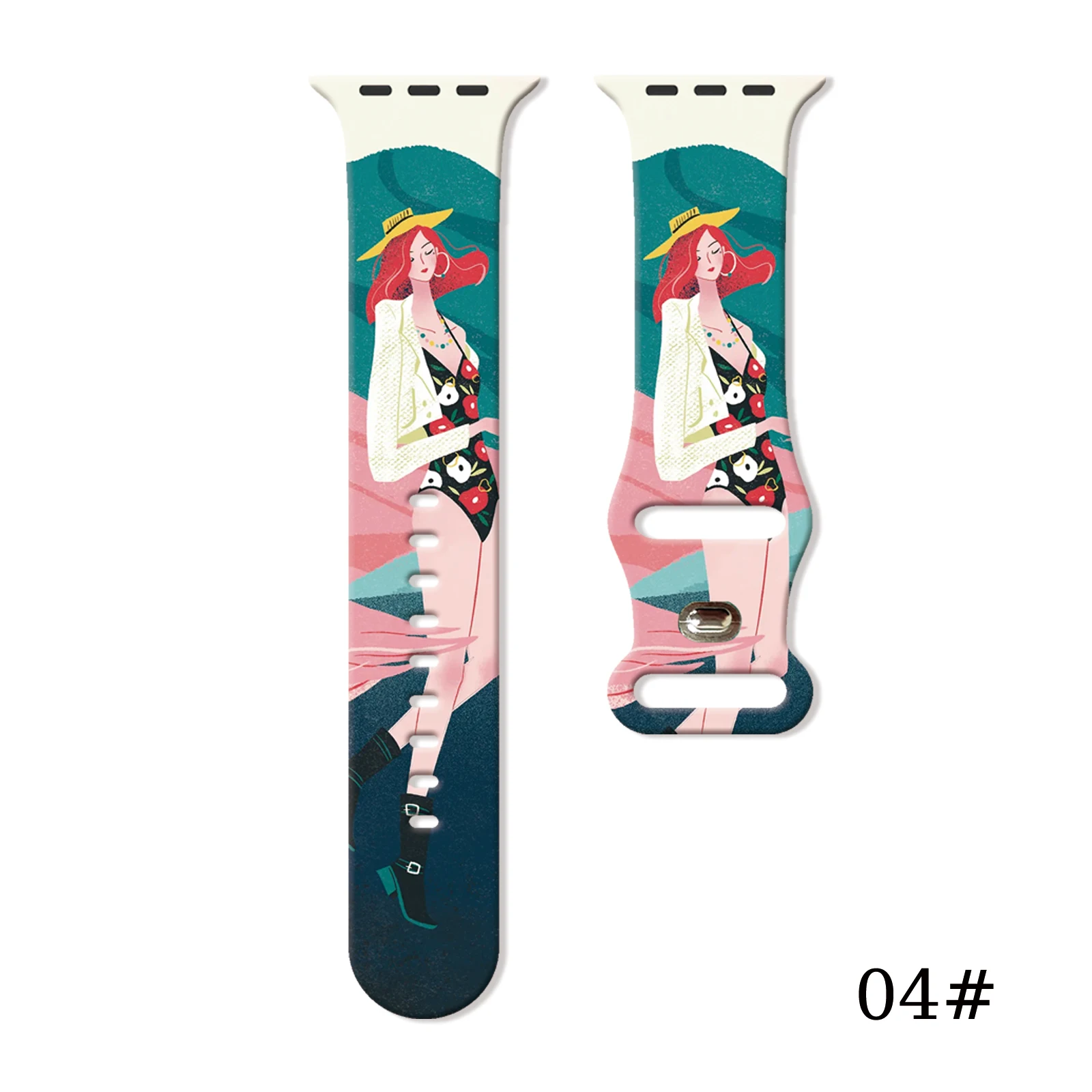 

Fashion Illustration Printed Strap for Apple Watch 11 10 9 Silicone Band Replaceable Bracelet for iWatch 46/44/42/41mm Watchband