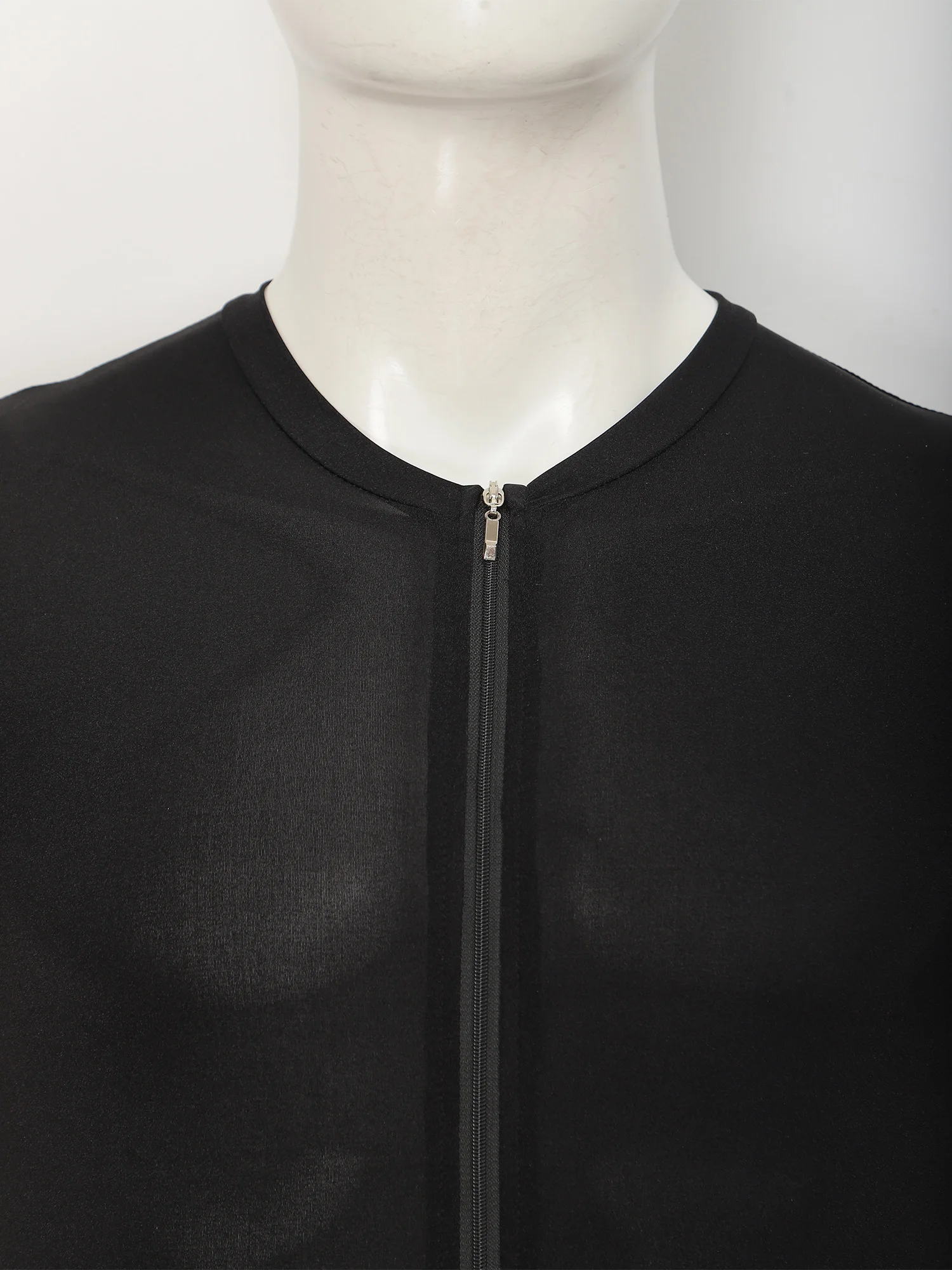 Body sexy con cremallera en V profundo para hombre, pantalones cortos de manga corta, pijama de una pieza para hombre, lencería de gimnasio, ropa de dormir