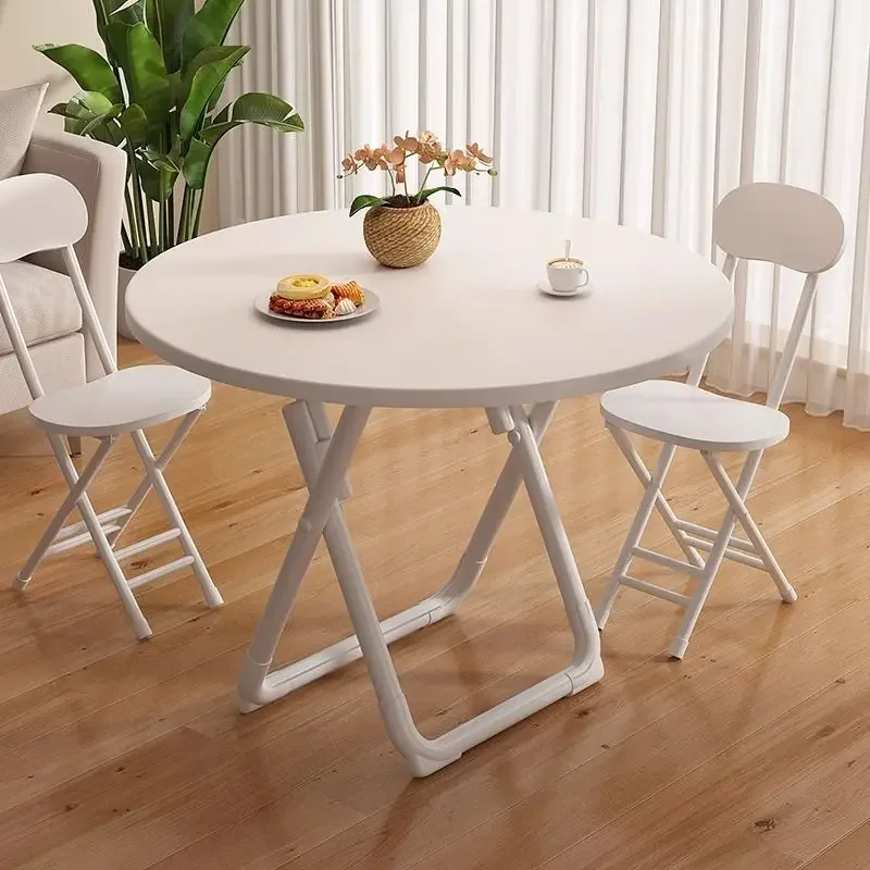 

Folding Balcony White Small Round Table Dormitory Simple Leisure Home Small Apartment Rental Room Dining Table Furniture