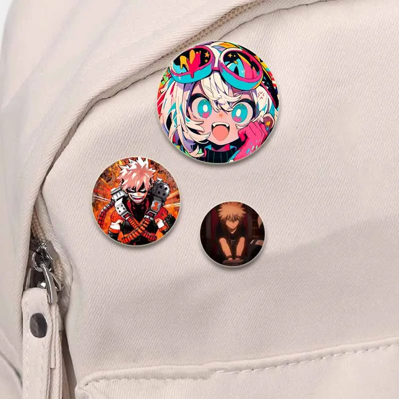 Anime Character All Might Midoriya Izuku Todoroki Shoto Bakugou Katsuki Cute Cartoon Badge Handmade Tinplate Brooches Gifts