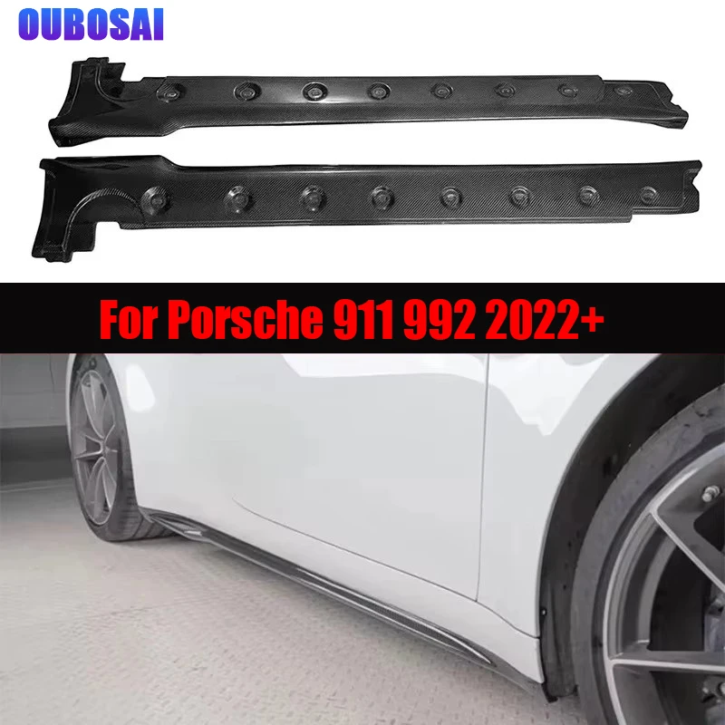 For Porsche 911 992 2022+ Carbon Fiber Side Skirts Side bumper Splitters Side skirt Cupwings Apron Side panel automotive parts