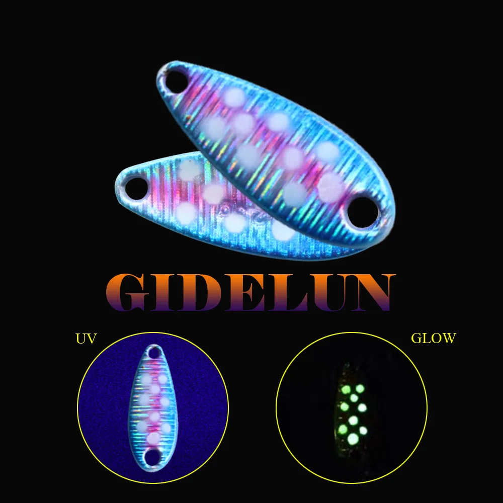 2.3g/3.5g/5g 3pcs Double Painted Laser UV Metal Spoon Lures Artificial for Fishing Trout Bait image 3