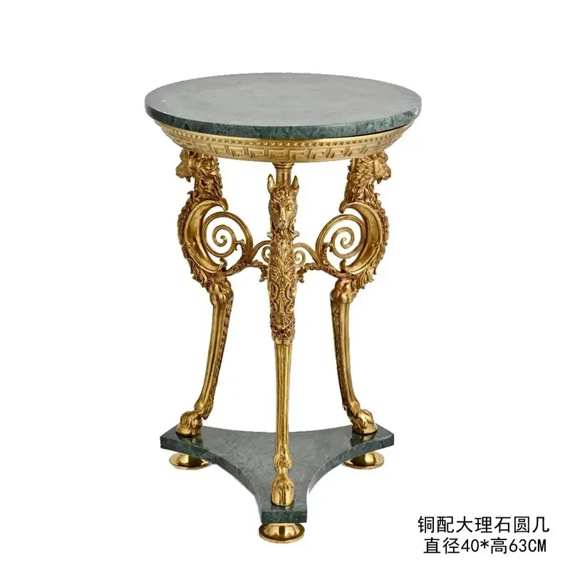 Lefan Mercure French European Retro Luxury Villa Living Room Bedroom Marble Countertop Full Copper Dragon Horse Edge Corner