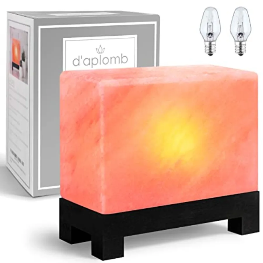 

100% Authentic Natural Himalayan Salt Lamp;Hand-Carved Modern Rectangle Rare Pink Crystal Rock Salt from The Himalayan Mountain