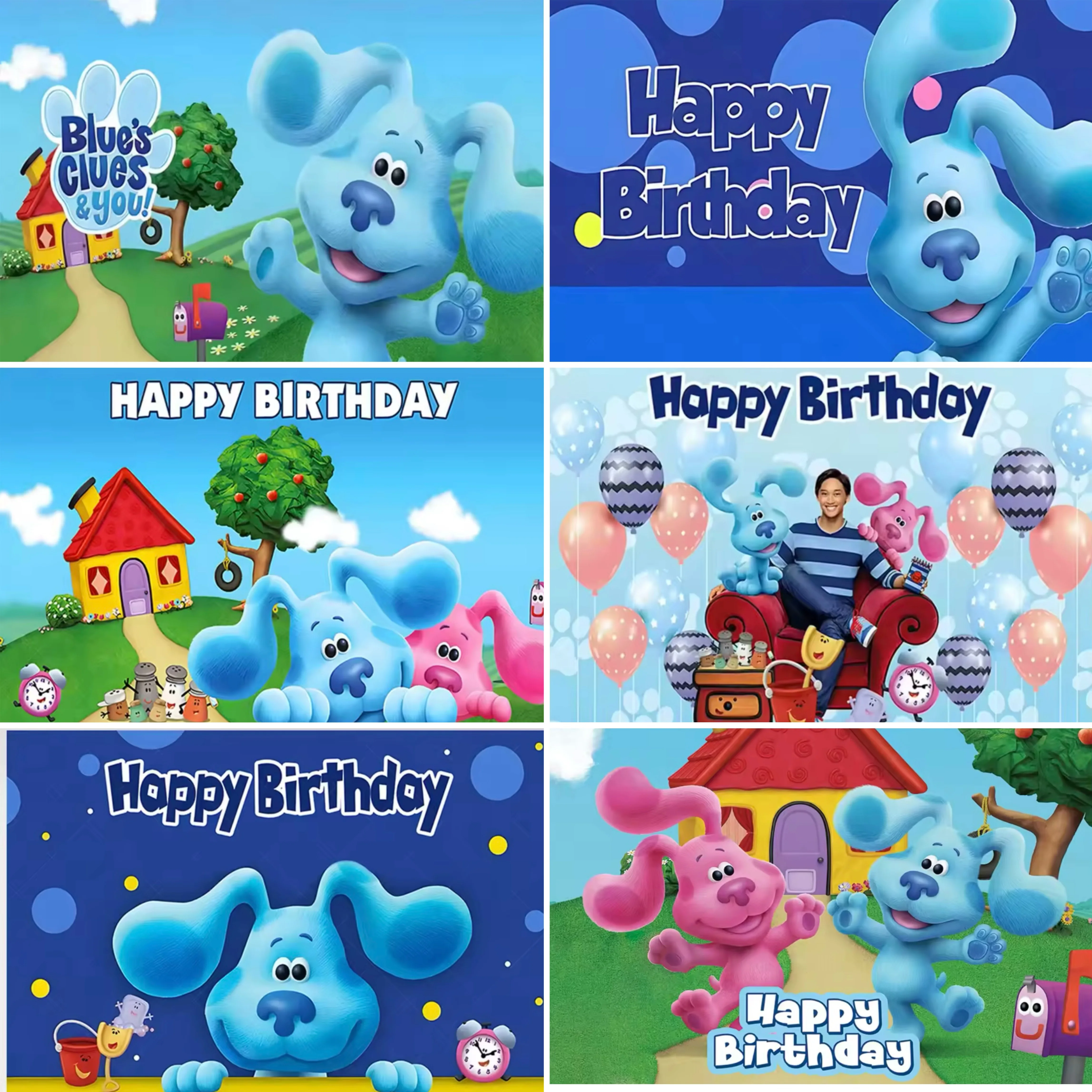 

Cartoon Theme Blue Clue Dog Theme Birthday Party Decoration Background Banner Blue Dog Early Childhood Education Party Gift