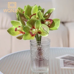 6Pcs/Lot Orchid Magnolia Cymbidium Artificial Silk Flowers Small Bouquet Flores Home Party Spring Wedding Decoration Fake Flower