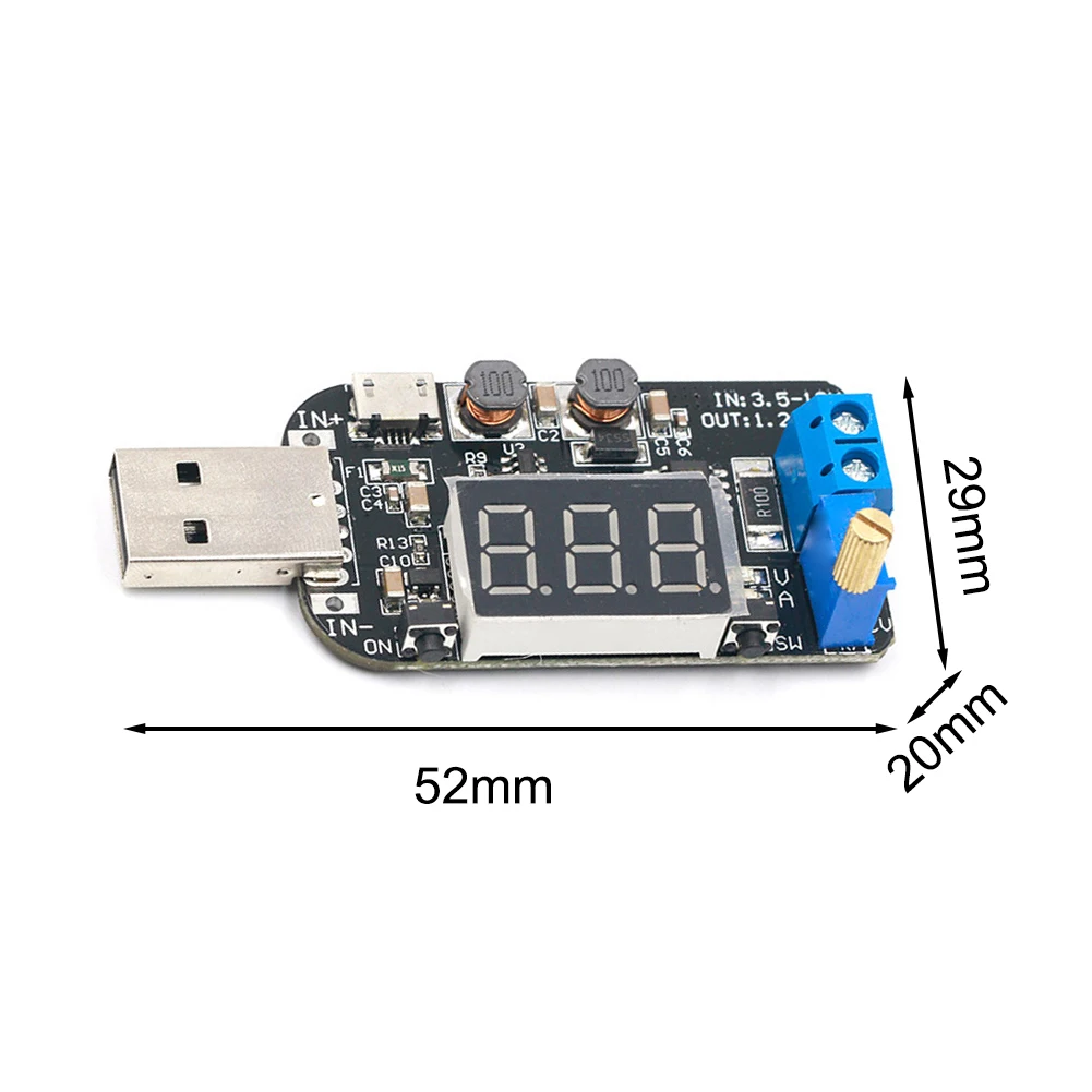 USB Adjustable Step Up Down Power Supply 0.5-30V 2A LED Display Voltage Current Regulator Board For DIY Electronics Projects