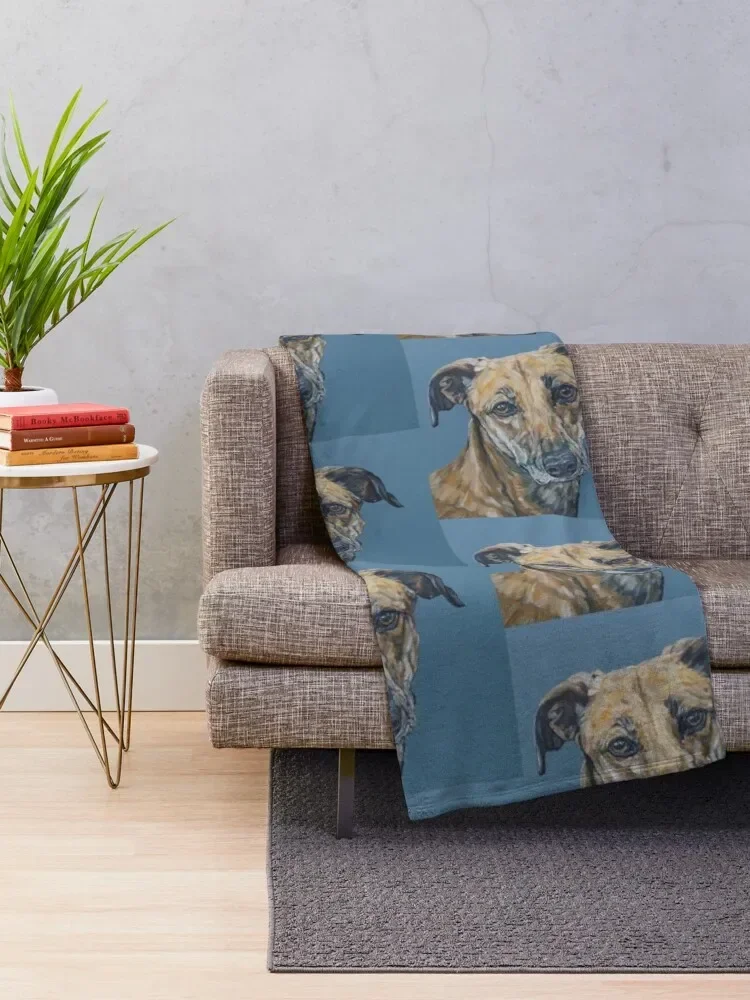 Jake. Dog painting art by award-winning UK artist Sam Fenner Throw Blanket Plush Sofa Blankets