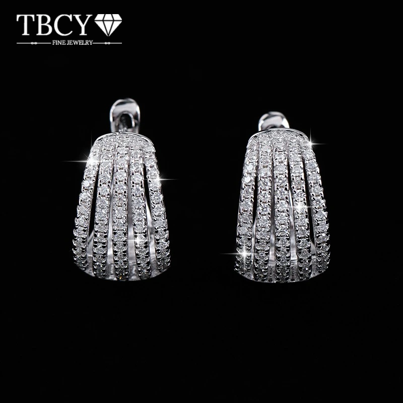

TBCYD D цвет 0,69 карата серьги с муассанитом обруч полные бриллиантовые серьги для женщин S925 серебро роскошные ювелирные изделия подарки