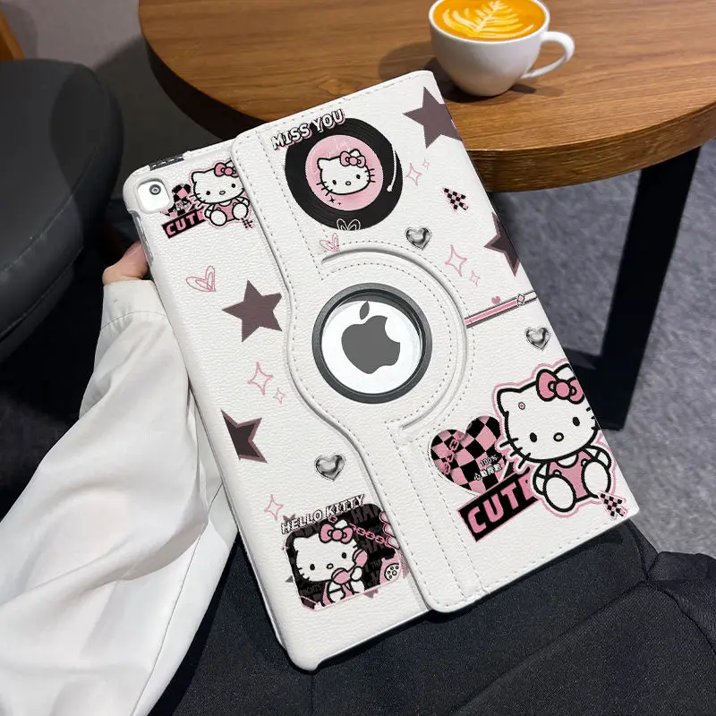 Sanrio Hello Kitty Ipad 2024pro Case Cartoon Silicone Case for 11 inch Tri-Fold Swivel Holster Transparent Drop Proof Generation