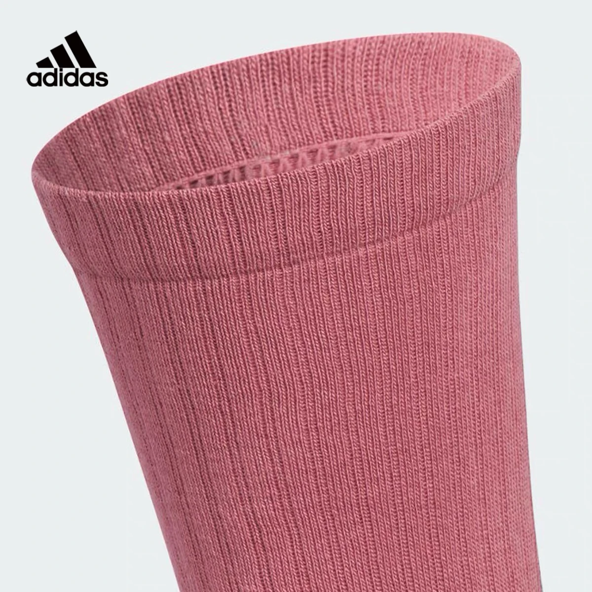 Adidas 1 Pair Women Pink Ribbed Crew Socks Soft Breathable Mid Calf Socks Comfort Casual Sports Socks For Running Gym JN9650