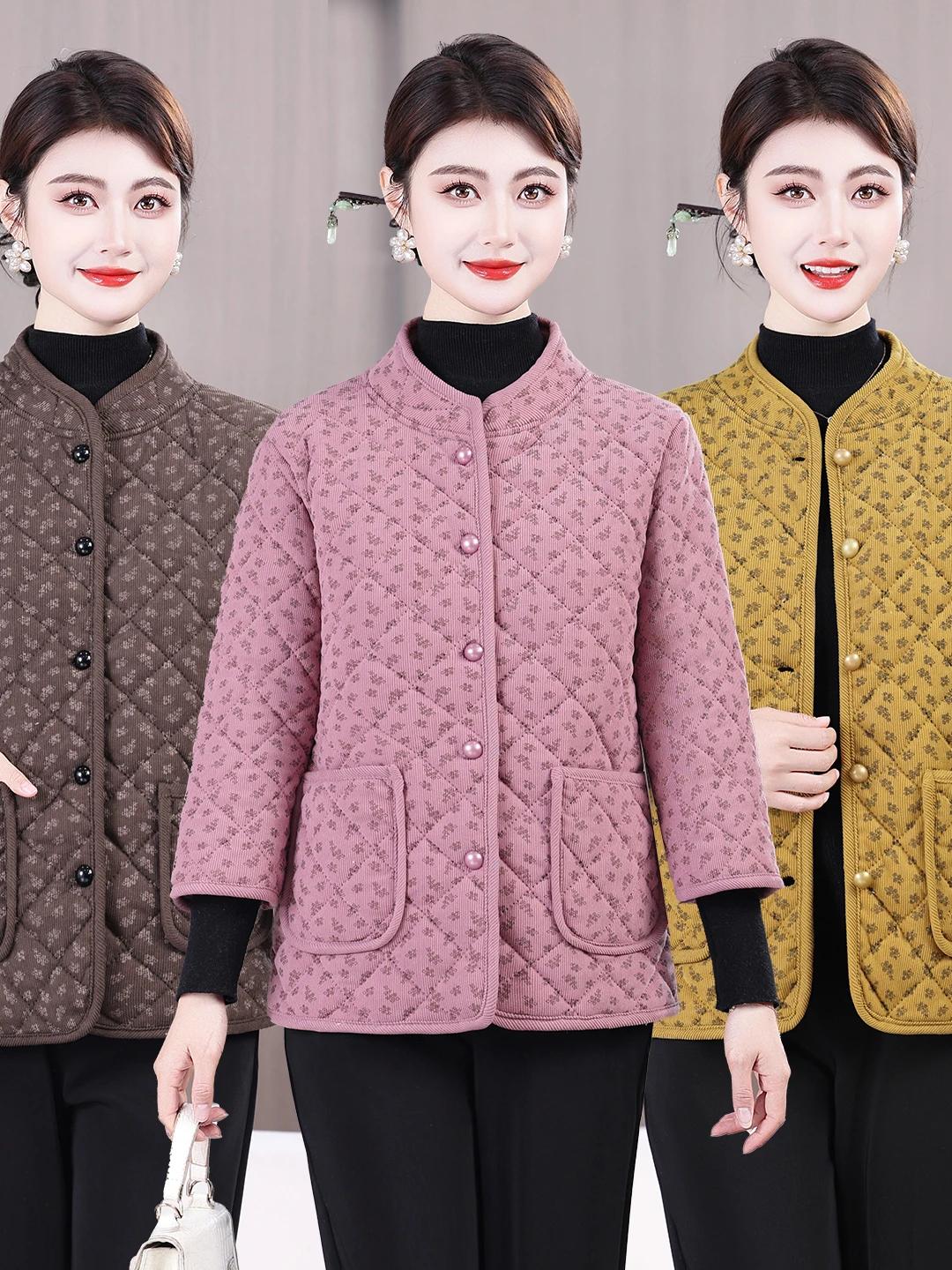 

New Autumn Winter Mommy Clothes Cotton Jaet f Sve Fce Lined Thiened Sve Cotton Coat Outerwear Sli And Warm