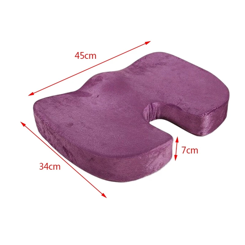

F9-2 Pcs Memory Foam Cushion Coccyx Orthopedic Pain Chair Relief Office Seat U Pillow, Violet & Gray