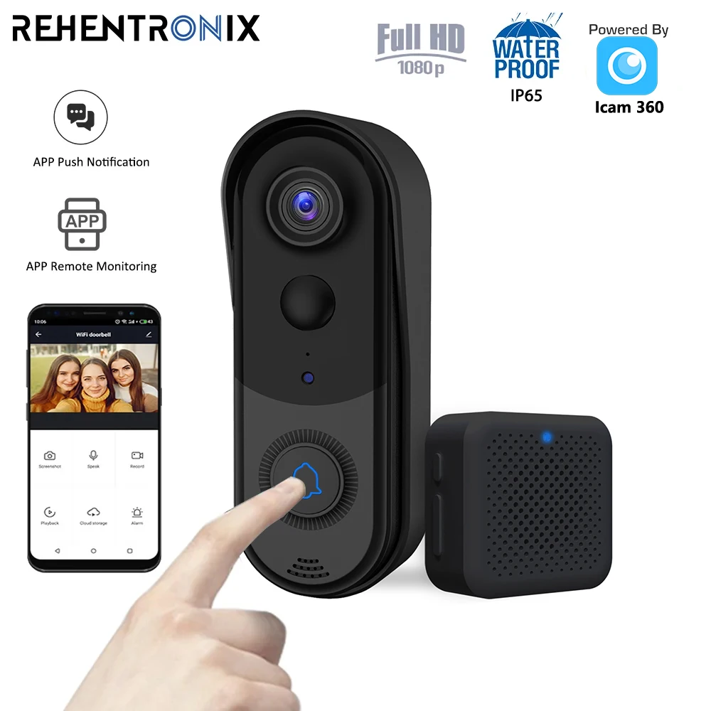 IP65 Wodoodporny inteligentny dzwonek bezpieczeństwa w domu z połączeniem WiFi Dwukierunkowa komunikacja audio Zewnętrzny bezprzewodowy dzwonek WiFi