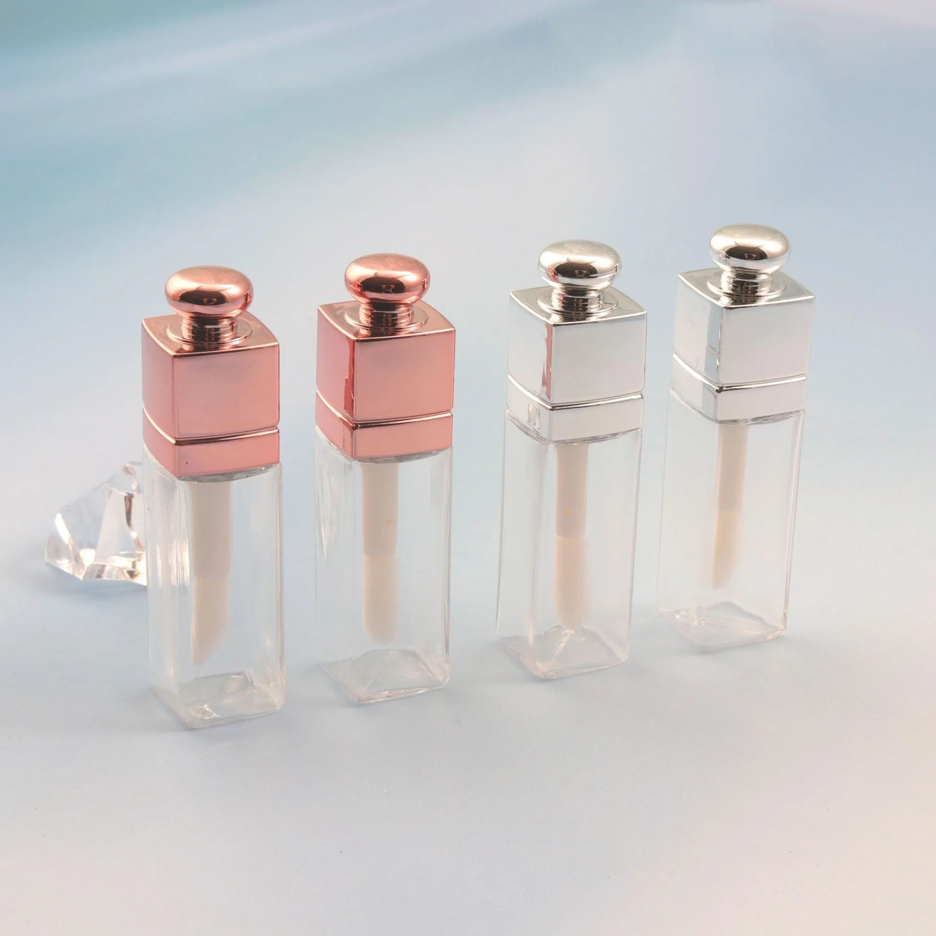 

50Pcs Mini 3ml Transparent Lip Glaze Tube Stock Square Sample Sliver Lip Gloss Container Tubes with Brush for Cosmetics Lipstick