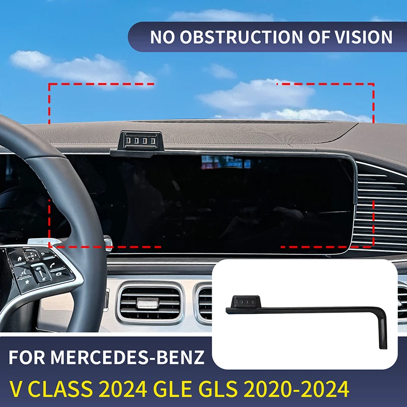 

Car Phone Holder For Mercedes-Benz GLE W167 GLS X167 2020-2024 Screen Fixed Base Bracket Wireless Charging interior Accessories