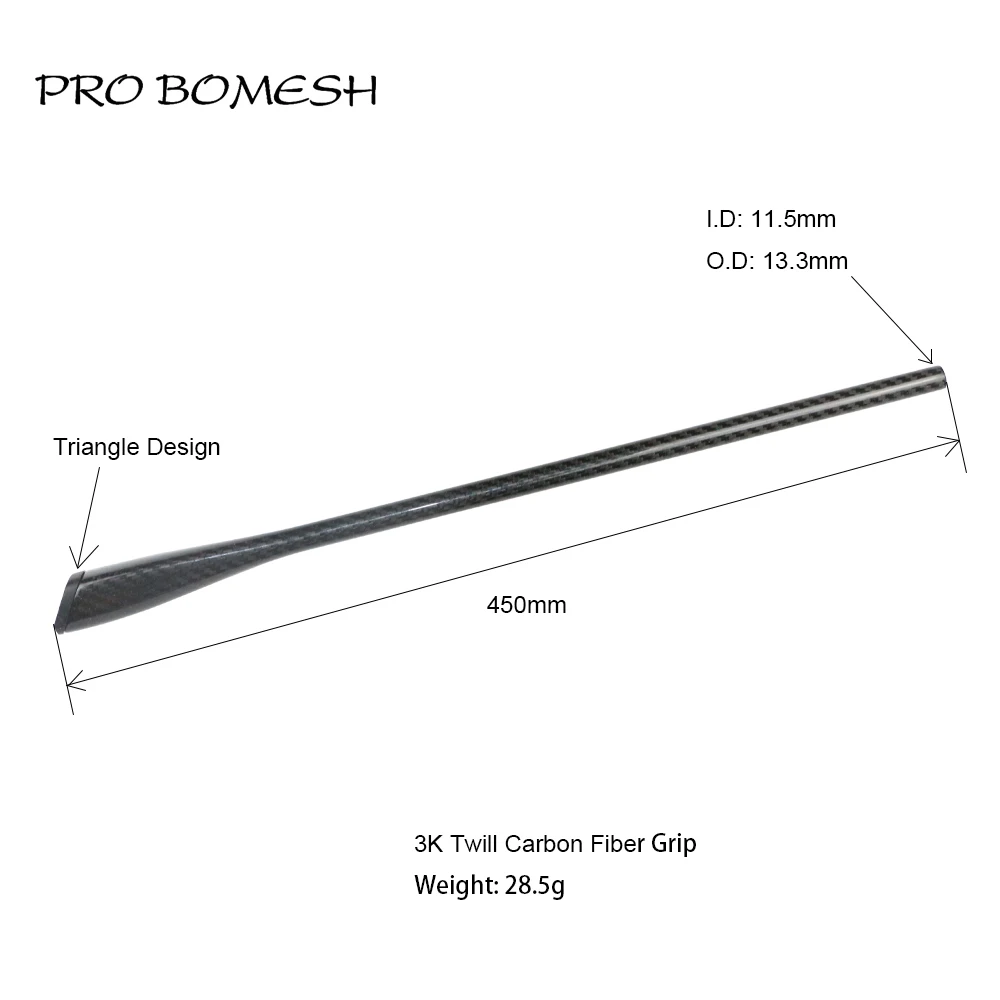 Pro Bomesh Taper Carbon Tube 45cm Grip 3K Woven Triangle Butt Rod Building Component Handle Rod Repair DIY Blank Accessory