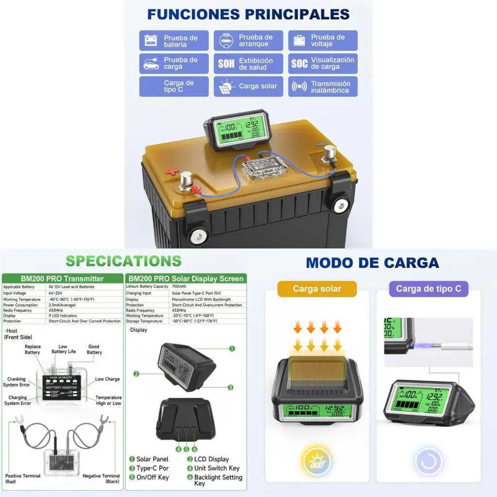 Professional 12V Automobile Electricity Meter Measuring Power Heat And Starting execution Without Phone Software Required