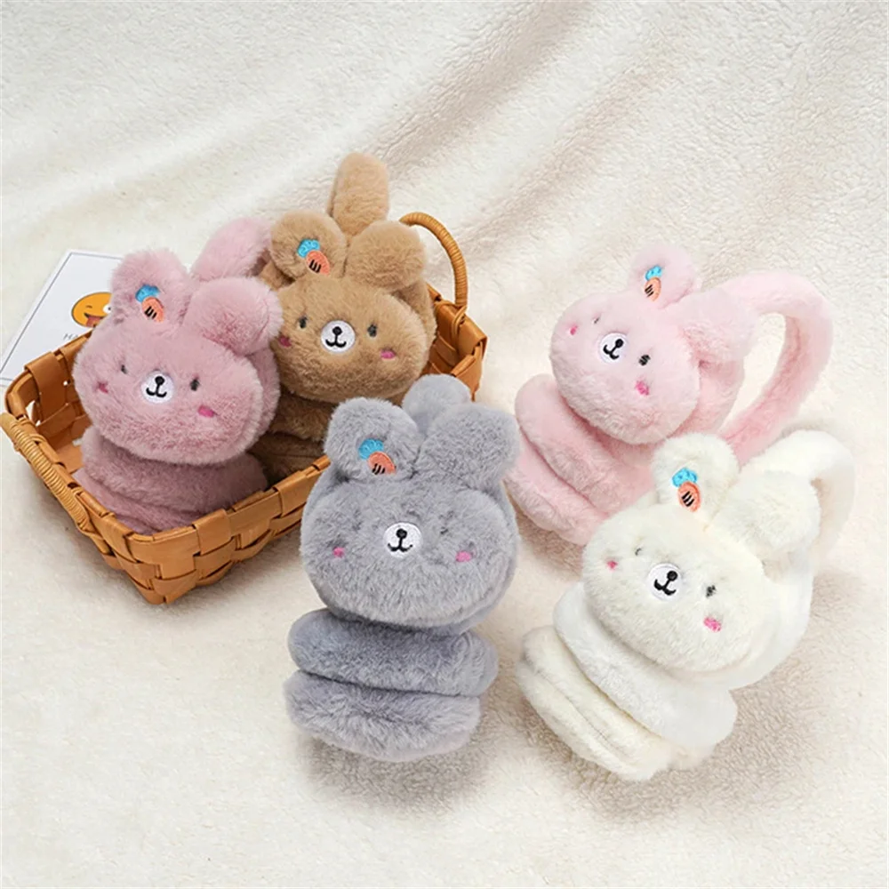 Cartoon Rabbit Winter Warm Earmuffs for Children Girls Plush Thick Soft Ear Cover Ear Protection Warmth Ear Muffs for Women Kids