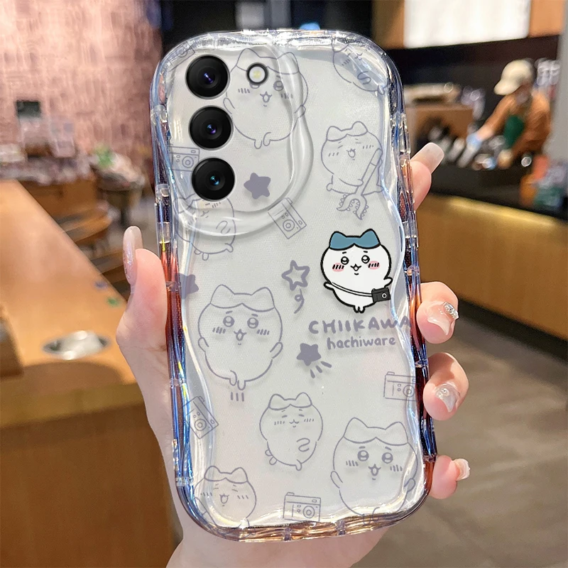 C-Chiikawas Wave Case for Samsung Galaxy S24 S23 S22 S21 Ultra Plus S20 FE A73 A72 A71 A55 A54 5G A53 A52 A51 4G A50S A50 Cover - náhled 5