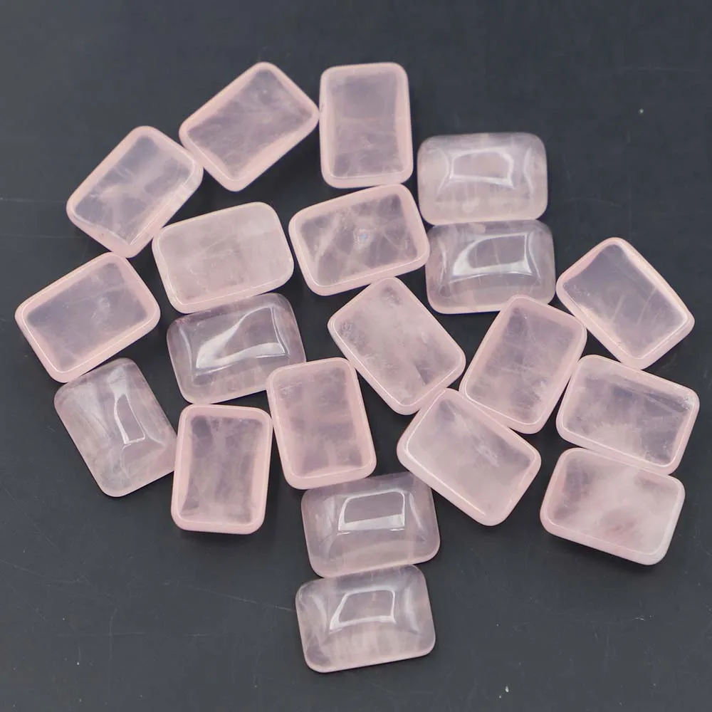 Natural Stone Rose Quartz Square Shape CAB Cabochon Bead for Jewelry&Clothes Accessories 14x10mm Wholesale 50Pcs Free Shipping