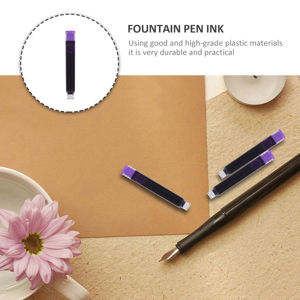 

100Pcs Erasable Purple Fountain Pen Ink Refills Replacement for School Office Supplies Fountain Pen Ink