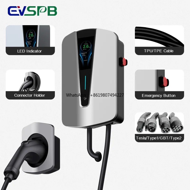 Home EV  Car Charging Station 7Kw Wallbox Charger Smart APP RFID Option GBT Level 2 EV Charger