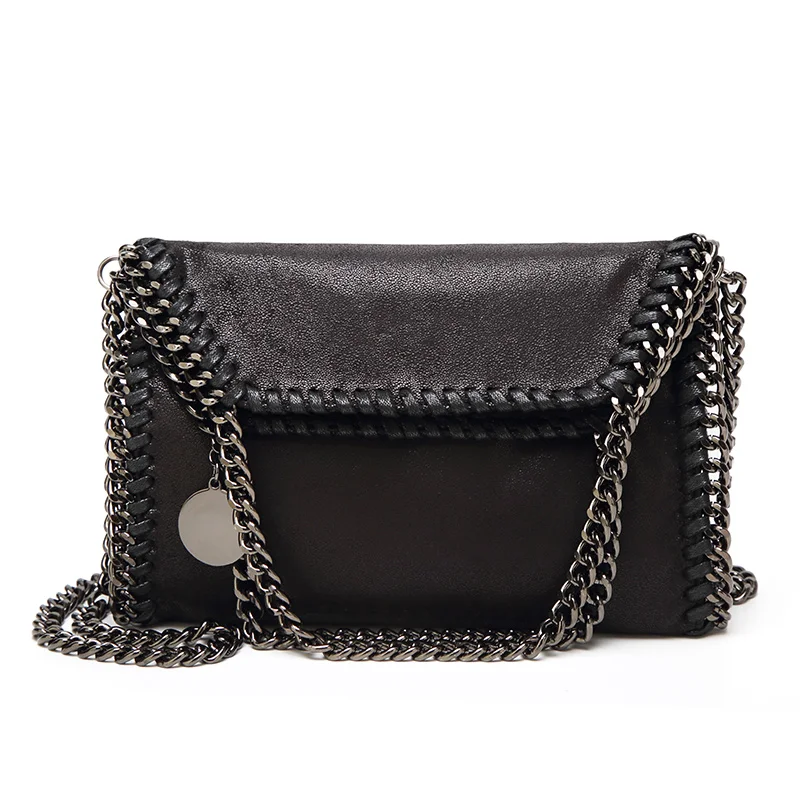 Designer Chain Handbags for Women PVC Texture Single Shoulder Crossbody Bag Female Fashion Tote Bag Fiber Clutch Folding Bag