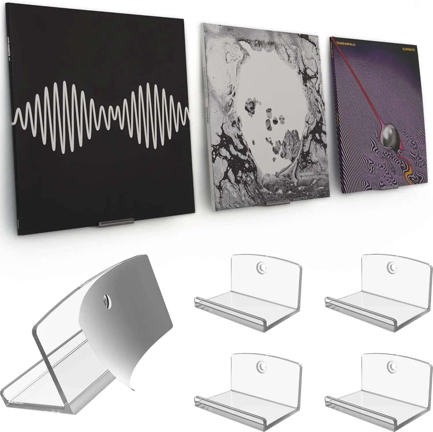 

Clear Adhesive Vinyl Wall Mount for Records - Holds 1LP & 2LP, Easy Install, 4-Pack