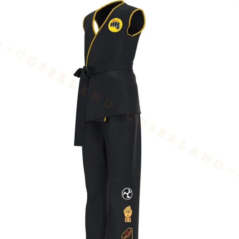 Costume de Cosplay Kai pour Enfant et Adulte, Uniforme de Karaté Noir, Haut et Pantalon d'Halloween, Daniel LaRusso Johnny