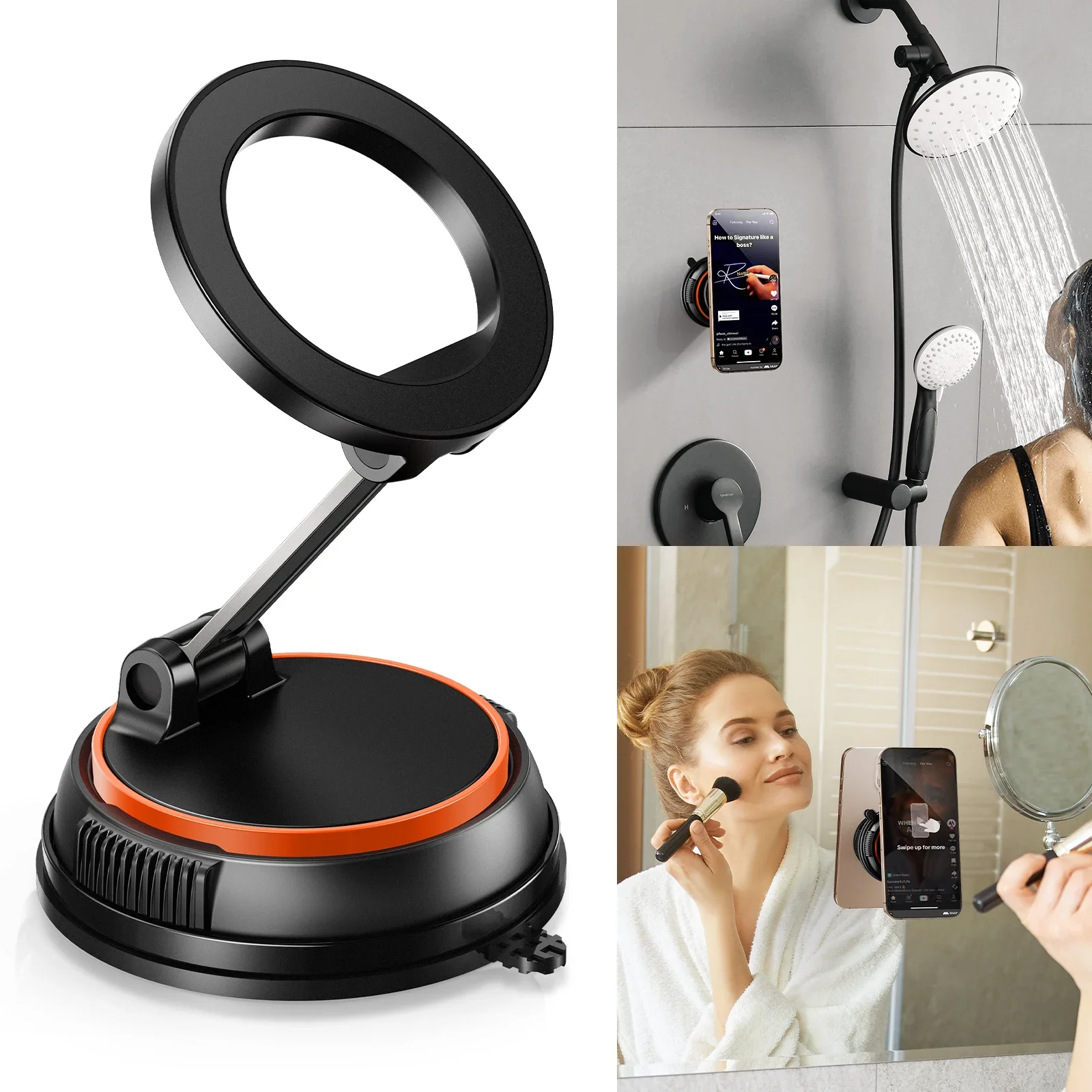 

Oatsbasf Desktop Suction Cup Phone Stand Foldable Magnetic Suction Cup Holder Adjustable Rotatable Hands-Free Lazy Phone Bracket