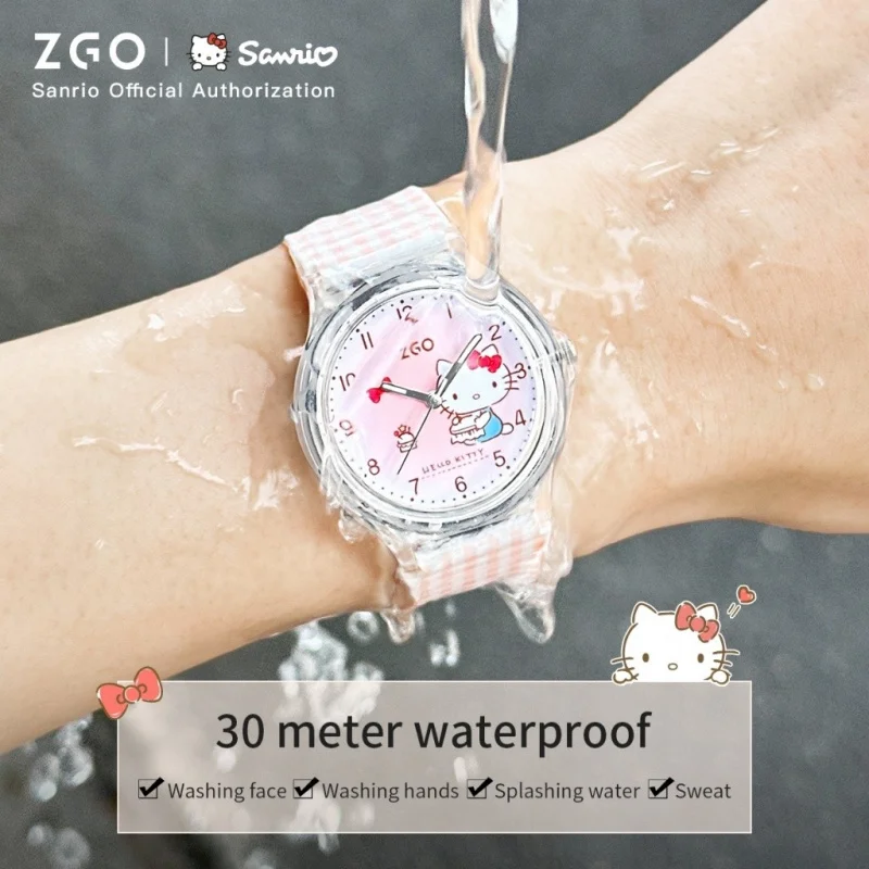 ZGO Sanrio Kuromi Kids Watch Girls Student Cute Luminous Waterproof Purple Quartz Watch Gift 337