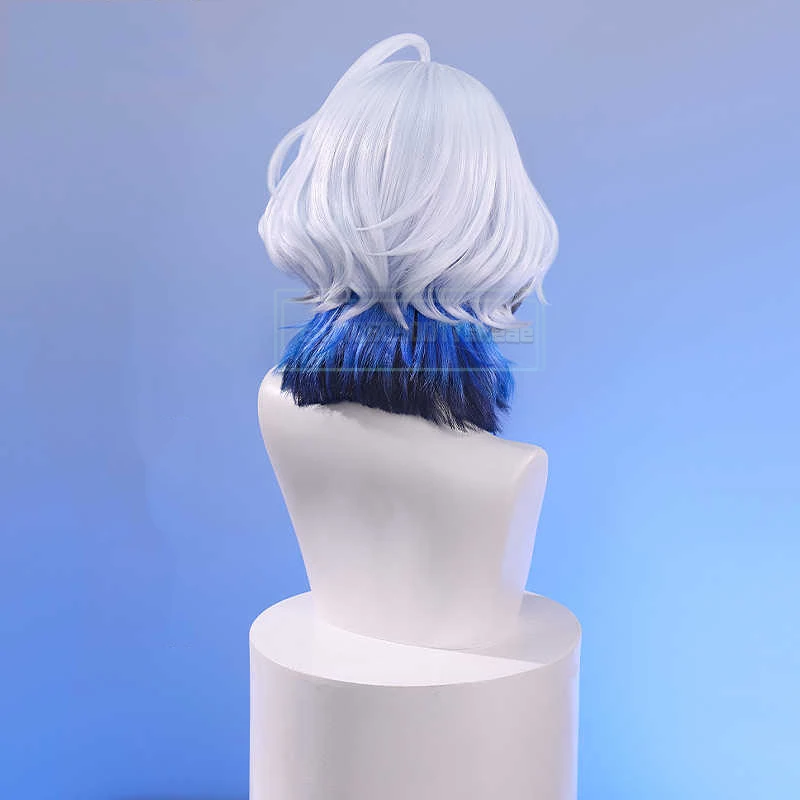 Spiel Wuthering Waves GALBRENR Cosplay Perücke Frauen Silber Blau Farbverlauf Haar Hitzebeständige Synthetische Perücke Halloween Prop
